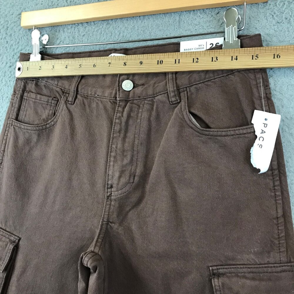 New Pac Sun Baggy 90s‎ Cargo Utility Pants Brown wide leg size 26 - Picture 7 of 16